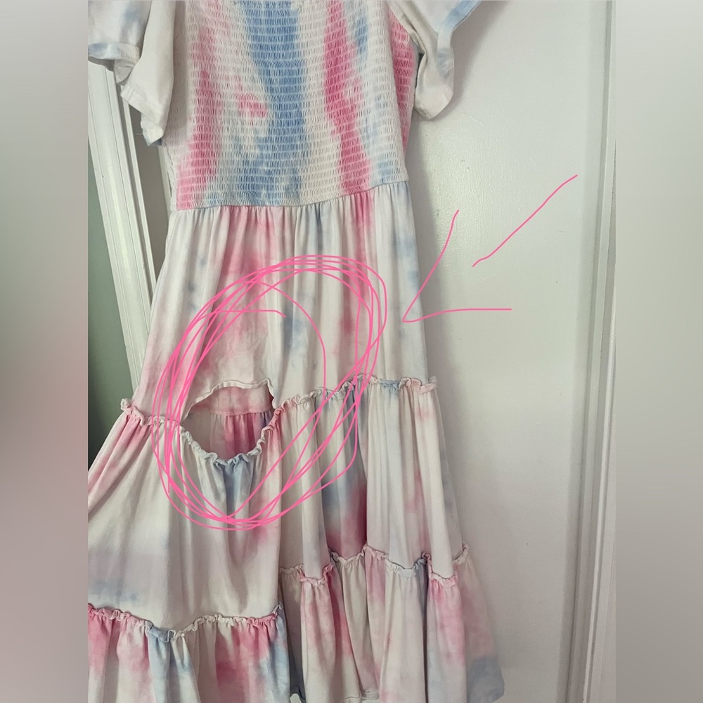 Ivy city Tie-Dye Ruffle Sleeve Maxi Dress - Pink & Blue (FLAWED) - Picture 8 of 9